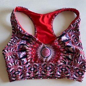 Wolven Red/Pink Mandala Print Sports Bra Size Small